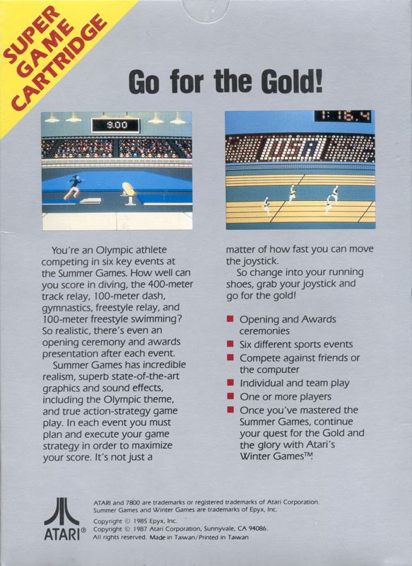 Summer Games box art for Atari 7800